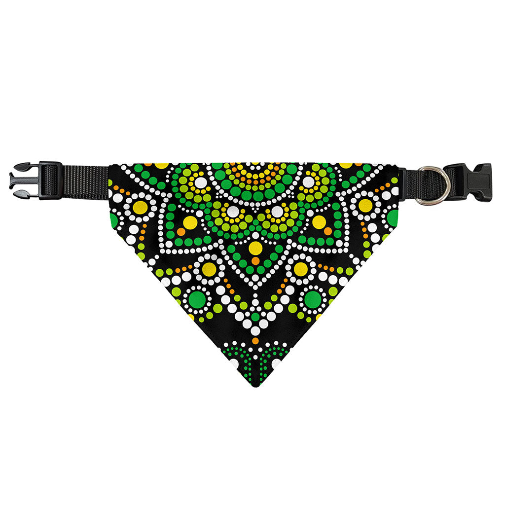 Green White Dot Mandala Print Over The Collar Dog Bandana