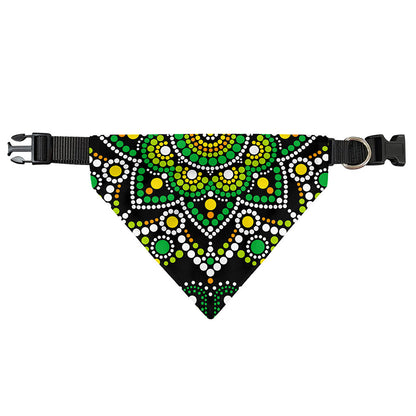 Green White Dot Mandala Print Over The Collar Dog Bandana