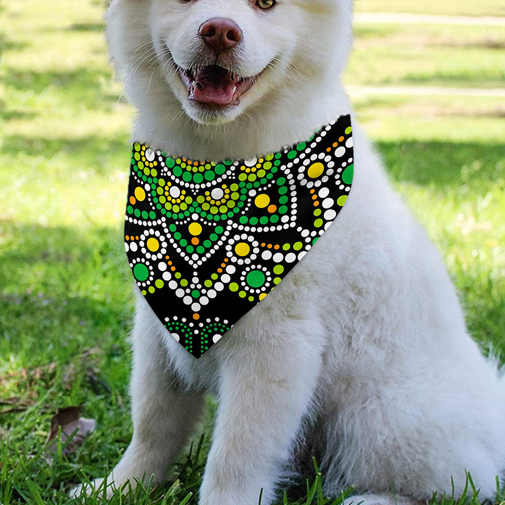 Green White Dot Mandala Print Over The Collar Dog Bandana