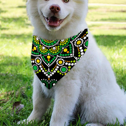 Green White Dot Mandala Print Over The Collar Dog Bandana