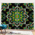 Green White Dot Mandala Print Pencil Pleat Curtains