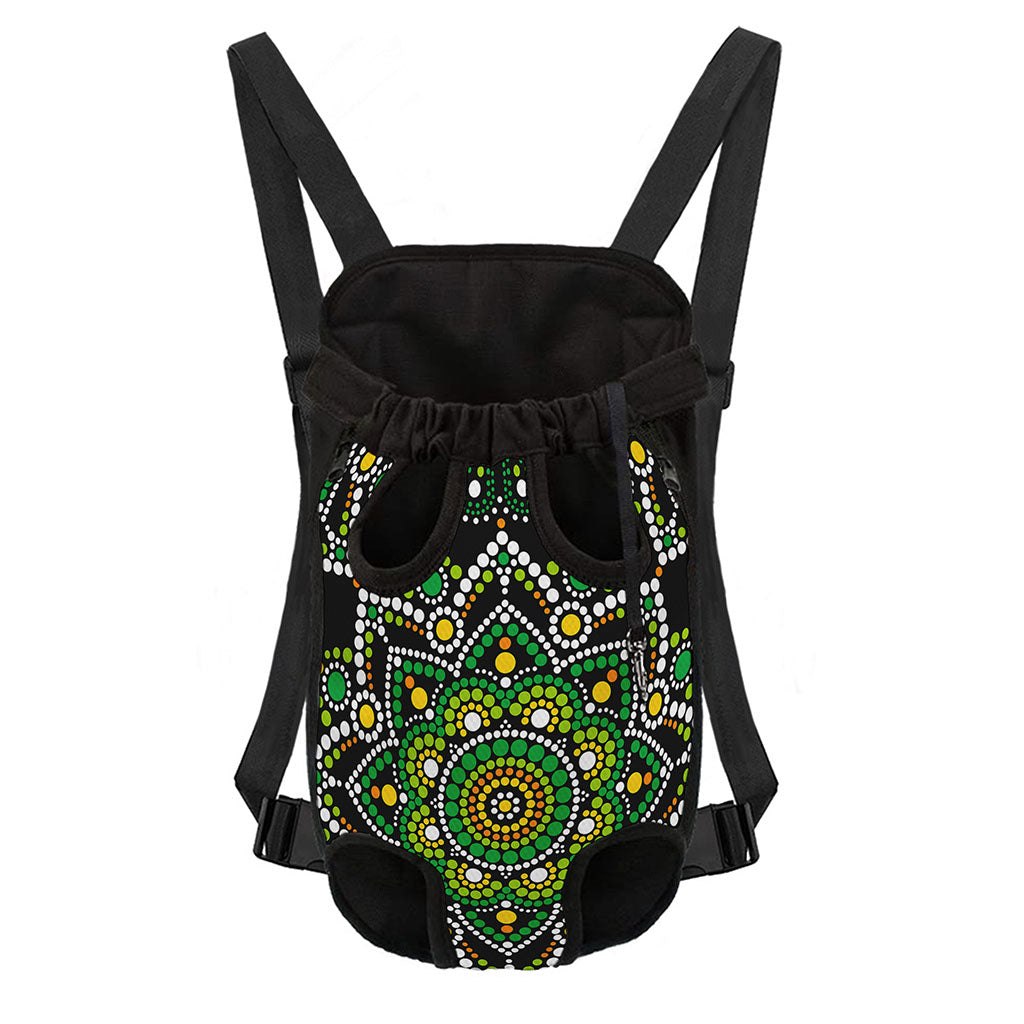 Green White Dot Mandala Print Pet Carrier Backpack