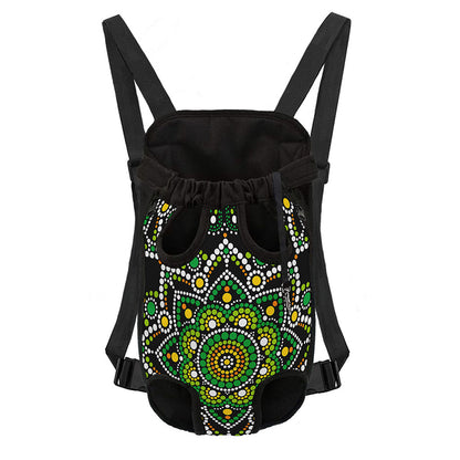 Green White Dot Mandala Print Pet Carrier Backpack