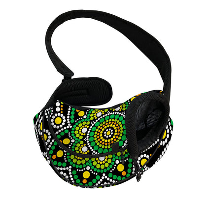 Green White Dot Mandala Print Pet Sling Carrier