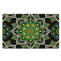 Green White Dot Mandala Print Polyester Doormat