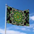Green White Dot Mandala Print Polyester Flag