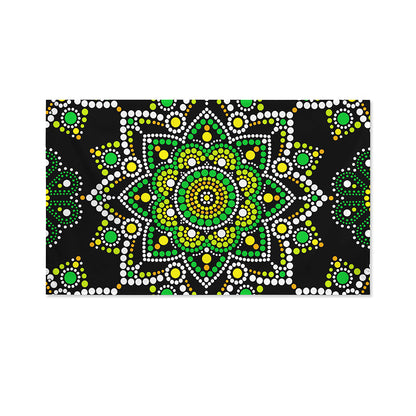 Green White Dot Mandala Print Polyester Flag