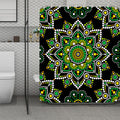 Green White Dot Mandala Print Polyester Shower Curtain