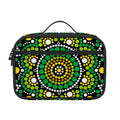 Green White Dot Mandala Print Portable Lunch Bag