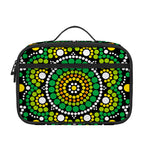 Green White Dot Mandala Print Portable Lunch Bag