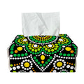Green White Dot Mandala Print Rectangle Tissue Box Cover