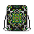 Green White Dot Mandala Print Rectangular Crossbody Bag