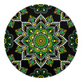 Green White Dot Mandala Print Round Blanket