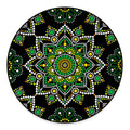 Green White Dot Mandala Print Round Floor Mat