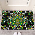 Green White Dot Mandala Print Rubber Doormat