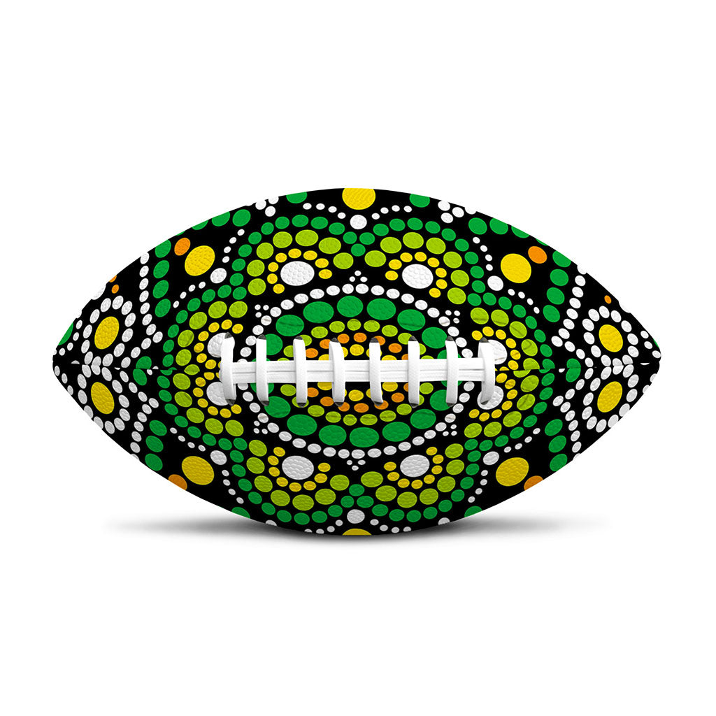 Green White Dot Mandala Print Rugby Ball