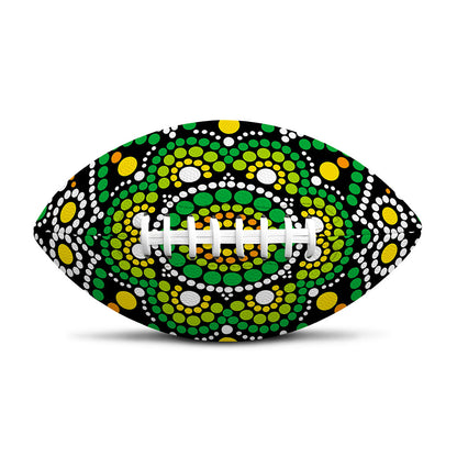 Green White Dot Mandala Print Rugby Ball