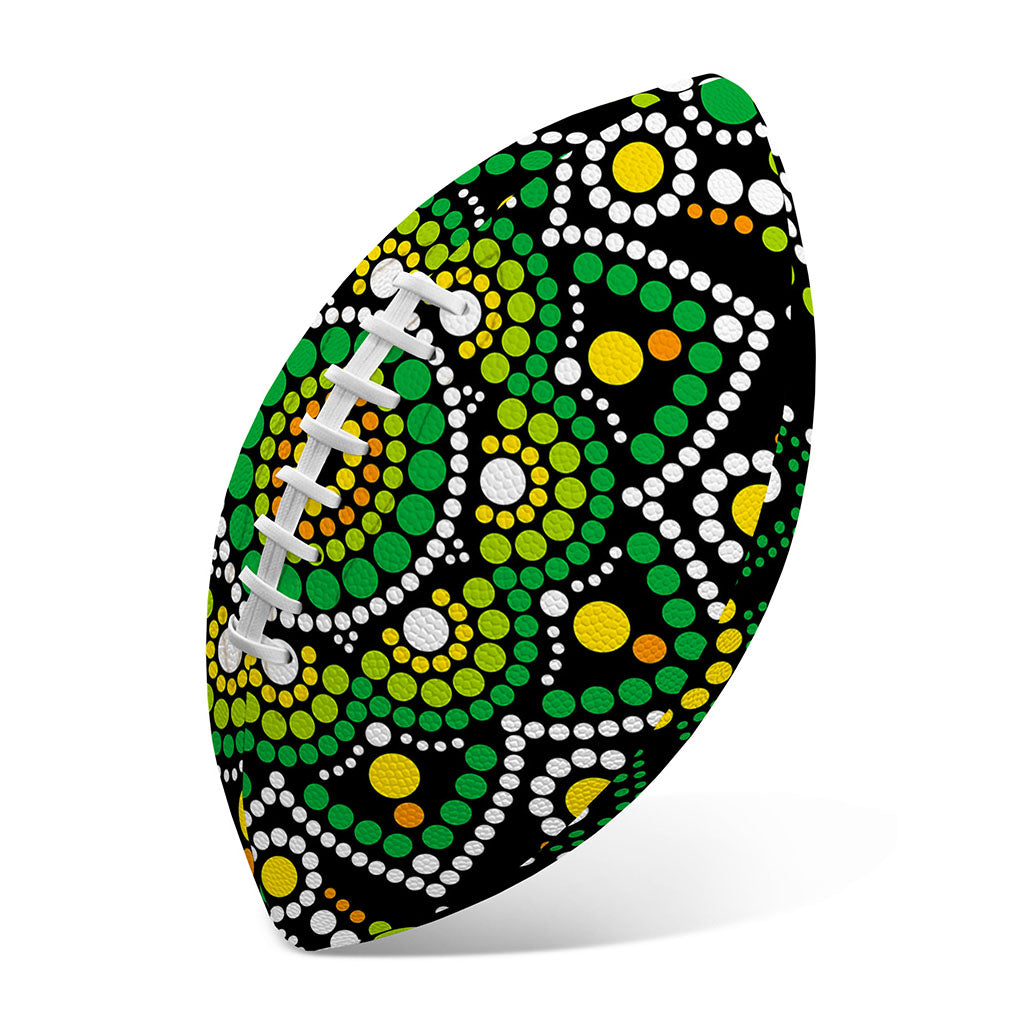 Green White Dot Mandala Print Rugby Ball