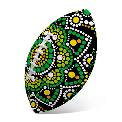Green White Dot Mandala Print Rugby Ball