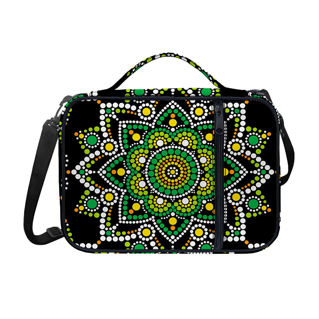 Green White Dot Mandala Print Shoulder Strap Bible Bag