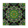 Green White Dot Mandala Print Silk Bandana
