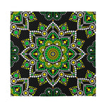 Green White Dot Mandala Print Silk Bandana