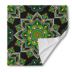 Green White Dot Mandala Print Silk Bandana
