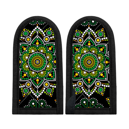 Green White Dot Mandala Print Skillet Handle Cover