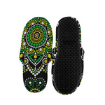 Green White Dot Mandala Print Slippers