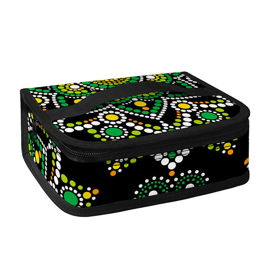 Green White Dot Mandala Print Small Lunch Bag