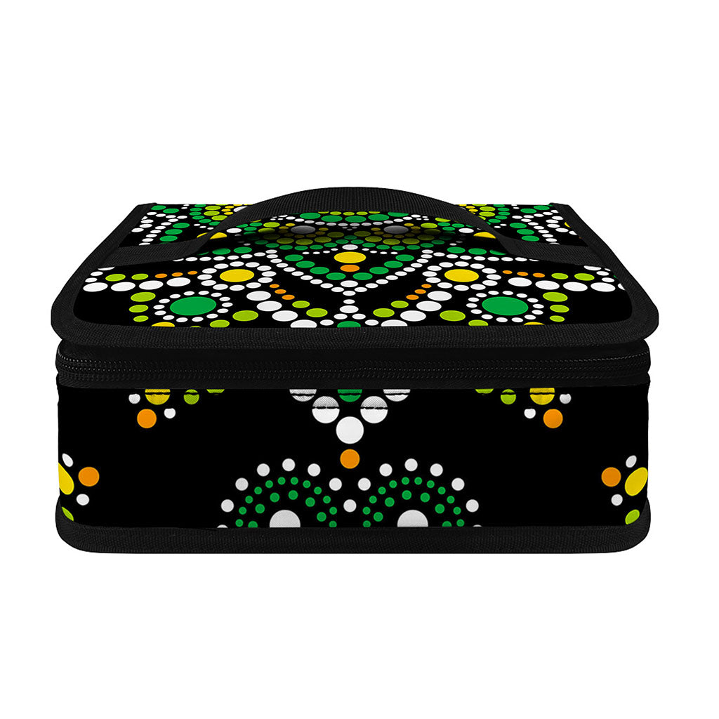 Green White Dot Mandala Print Small Lunch Bag