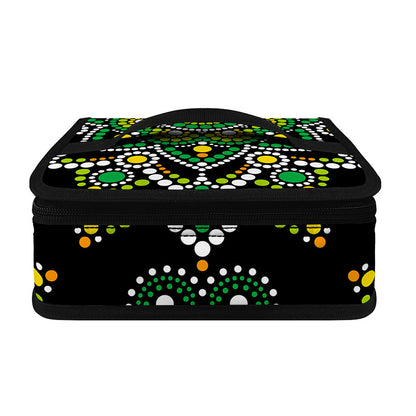Green White Dot Mandala Print Small Lunch Bag