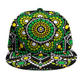 Green White Dot Mandala Print Snapback Cap