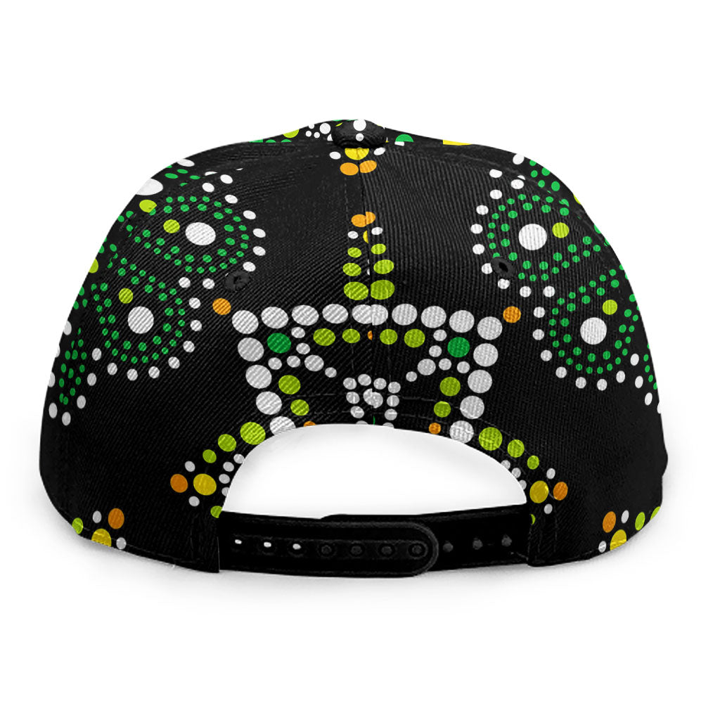 Green White Dot Mandala Print Snapback Cap