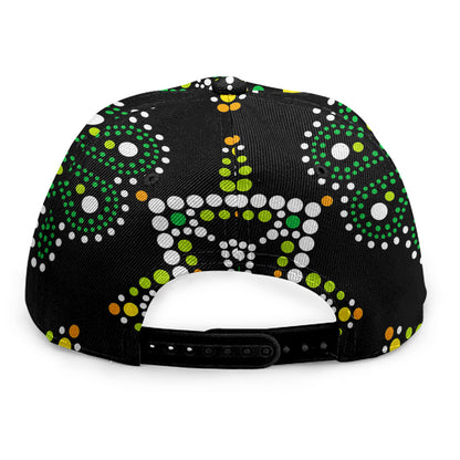 Green White Dot Mandala Print Snapback Cap