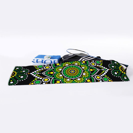 Green White Dot Mandala Print Sports Towel