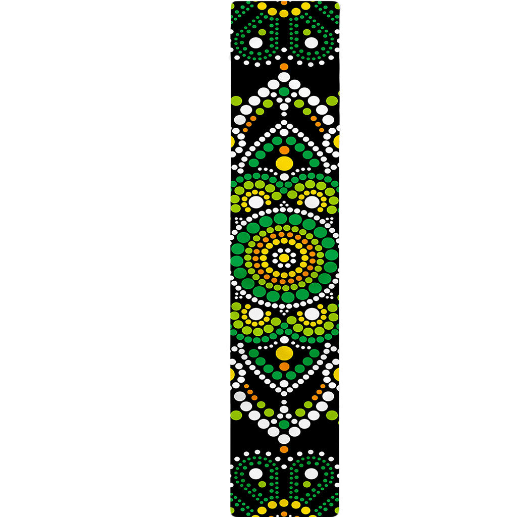 Green White Dot Mandala Print Table Runner