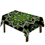 Green White Dot Mandala Print Tablecloth
