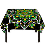 Green White Dot Mandala Print Tablecloth