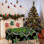 Green White Dot Mandala Print Tablecloth