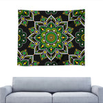 Green White Dot Mandala Print Tapestry