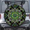 Green White Dot Mandala Print Tire Cover With Camera Hole