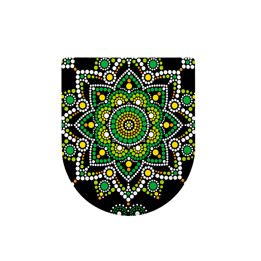 Green White Dot Mandala Print Toilet Lid Cover
