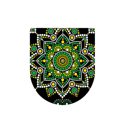 Green White Dot Mandala Print Toilet Lid Cover