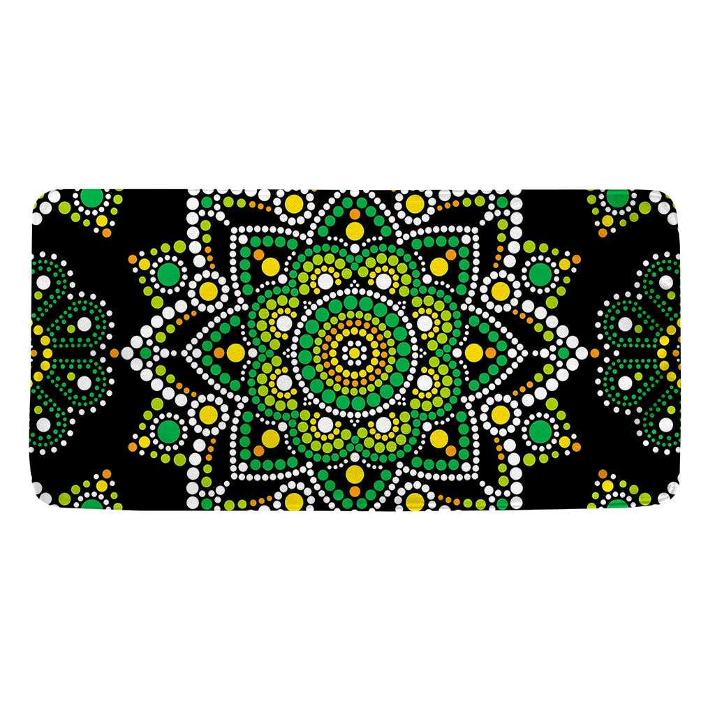 Green White Dot Mandala Print Towel