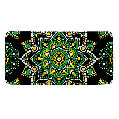 Green White Dot Mandala Print Towel
