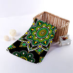 Green White Dot Mandala Print Towel