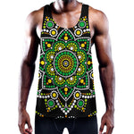 Green White Dot Mandala Print Training Tank Top