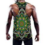 Green White Dot Mandala Print Training Tank Top