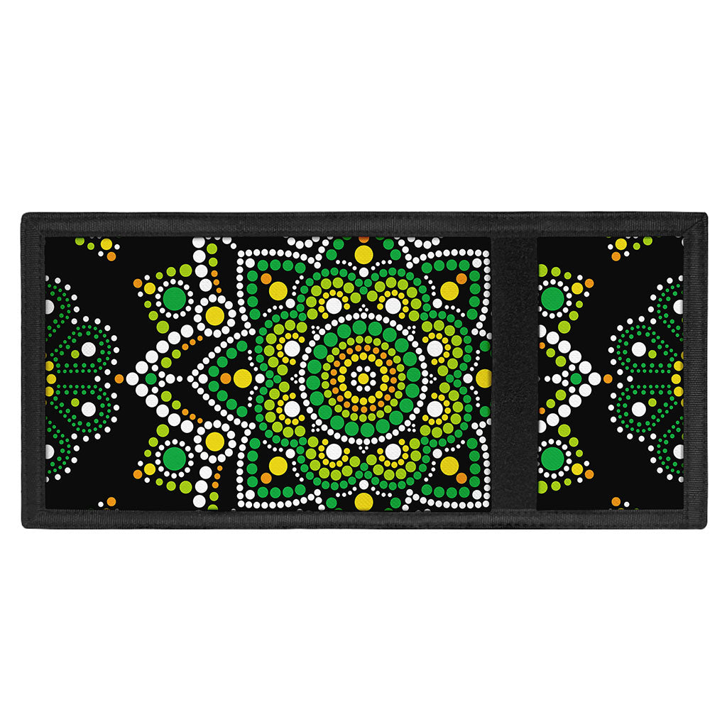 Green White Dot Mandala Print Trifold Wallet